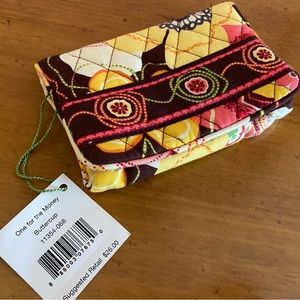 Vera Bradley One For The Money Buttercup Wallet 11354-068 Yellow Brown Pink
